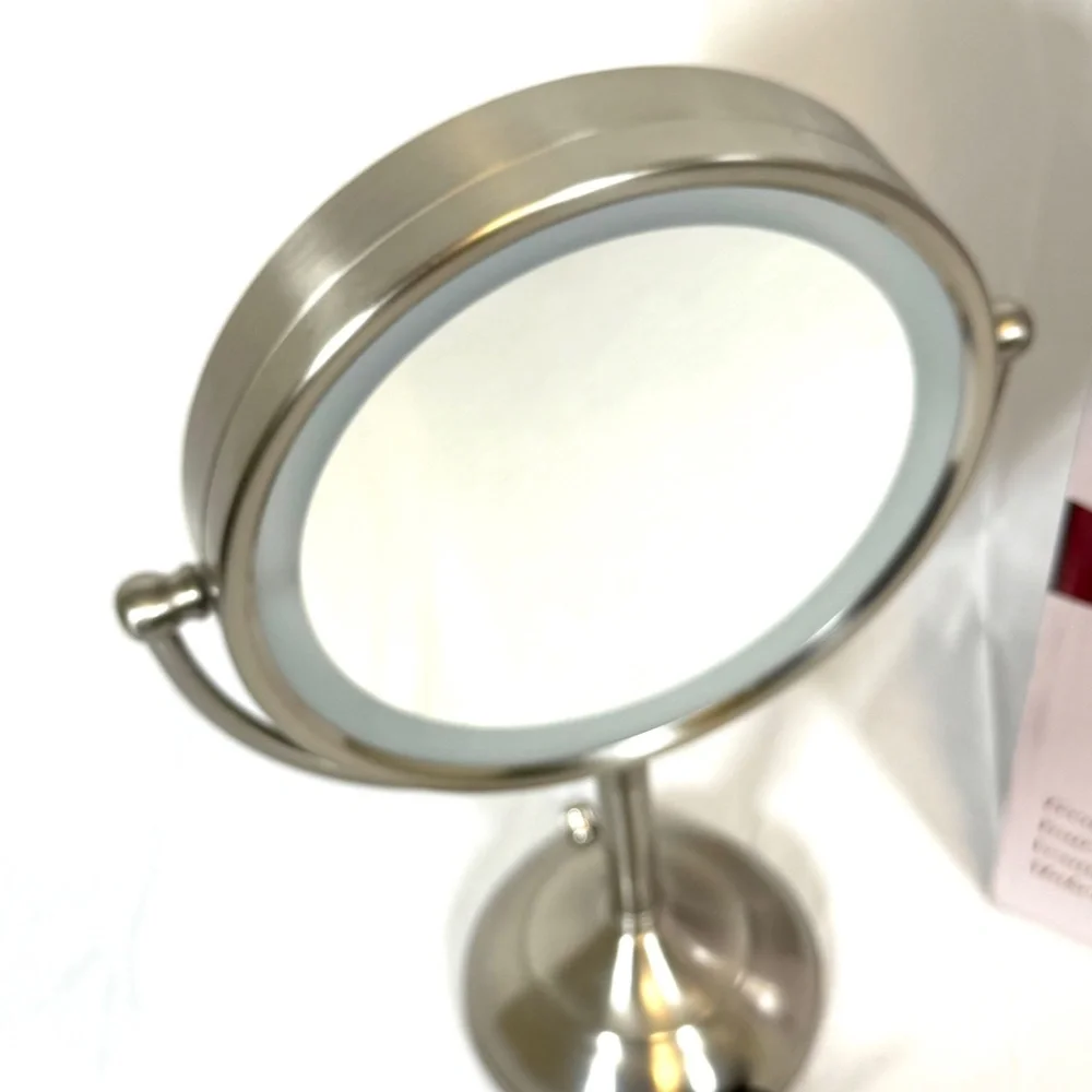 VESAUR Lighted Vanity Mirror with LED Ring, Nickel Finish, Magnifying Makeup Mir